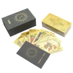 Russian Version Gold Foil Tarot 12x7cm Card Game PVC Waterproof Board Game Cosmic Black Set Poker Divination Gift Box Manual - Image 2