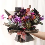 20 Sheets Black Flower Wrapping Paper with Golden Edges, Korean Florist Bouquet Supplies, Waterproof Packaging, Great for DIY Cr - Image 4