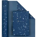 1roll Gift Wrapping Paper Navy Blue Gold Foil Gift Wrapping Paper Gift Paper Suitable for Birthdays and Festivals DIY Gift - Image 3