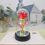 Eternal Red Rose Artificial Flowers with LED Light Creative Valentine's Day Gift Rose in Glass Cover Simulation Rose Flower - Image 6
