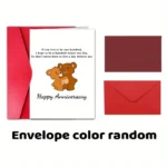 1pc, happy anniversary card, romantic wedding card, cute bear wedding card, for husband wife girlfriend boyfriend - Image 3