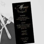 10/30pcs Personalized Wedding Menu 99x223mm Gold Foil Text Black Table Menu Card Customizable Wedding Menu Card - Image 5