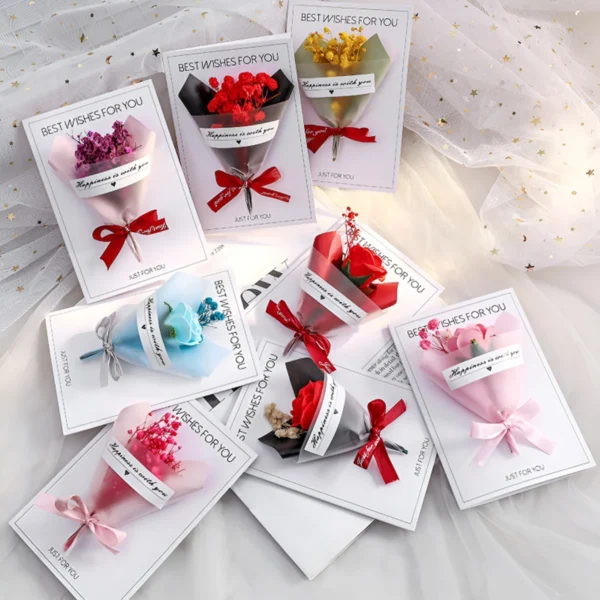 1PC Eternal Flower Valentine's Day Card Thanksgiving Mother's Day Handmade Card Creative Birthday Gift Blessing Message Card ﻿