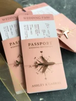 30/50pcs Personalized Birthday Party Invitation, Custom Travel Wedding Invite Card With Gold Foil