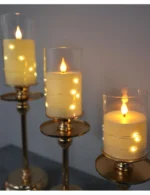 LED flameless candle with string lights, button battery powered candle, perfect for family gatherings, candlelight dinner, Valen - Image 2