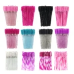 ANNAFRIS 50Pcs Disposable Eyelash Brush Soft Head Crystal Eyebrow Brush Lash Extension Brush Mascara Wand Makeup Tool
