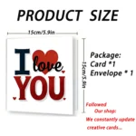 I Love You Greeting Card with Envelope (2Pcs) - White Square Card, Red Heart & Bold Typography Design, Romantic Love Card for a [Recipient] - Image 2