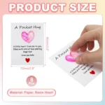 8 Pack Pocket Hug Heart with Greeting Card, Pocket Hug Token Love Cards Cute A Little Resin Heart Shape Bulk for Friends Long Di - Image 2