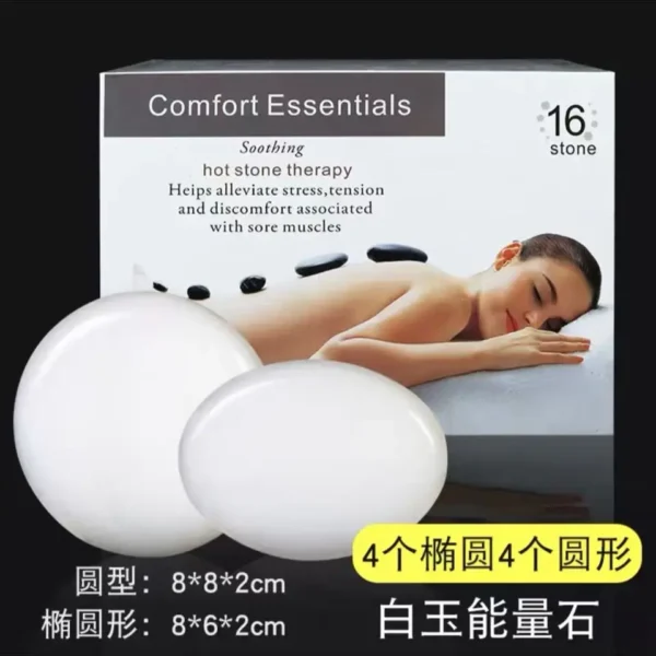 White jade Energy Stone Health Spa Hot Stone Heated Compress Back SPA essential Oil stone beauty salon Back massage