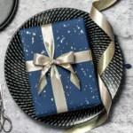 1roll Gift Wrapping Paper Navy Blue Gold Foil Gift Wrapping Paper Gift Paper Suitable for Birthdays and Festivals DIY Gift - Image 6