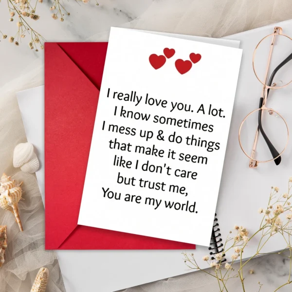 1 Fun Valentine's Day Greeting Card Envelope Set Text Message Card