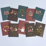 Set, Universal Card Retro Wood Carving Patch Mini Blessing Greeting Card Sending Paper Envelope Business Greeting Card Birthday - Image 2