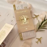 30pcs Champage Gold Foil Passport Invitation, Boading Pass RSVP, Destination Wedding, Travel Party invite Card,Custom Langauge - Image 4
