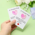 8 Pack Pocket Hug Heart with Greeting Card, Pocket Hug Token Love Cards Cute A Little Resin Heart Shape Bulk for Friends Long Di - Image 3