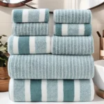 8-Piece Towel Set for Bath, Spa, Hotel & Outdoor Use | Quick-Dry, Striped Design - Image 2