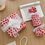10pcs Tissue paper for gift wrapping with peach heart print Valentine's Day gift wrapping paper Festive decorations for lovers