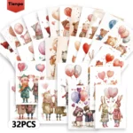 32pcs Healing Watercolor Animal Postcards, Romantic Valentine's Day Cards, Express Love, Bedroom Decor, High-Quality Printing - Image 4