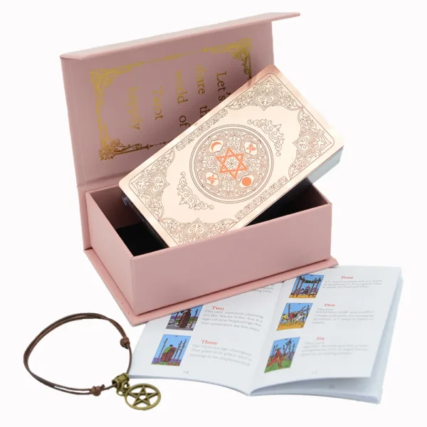 Pink Box Tarot Card Rider Gold Foil Exquisite Chess Card Game Divination Card Collection PVC Waterproof Board Cards Games