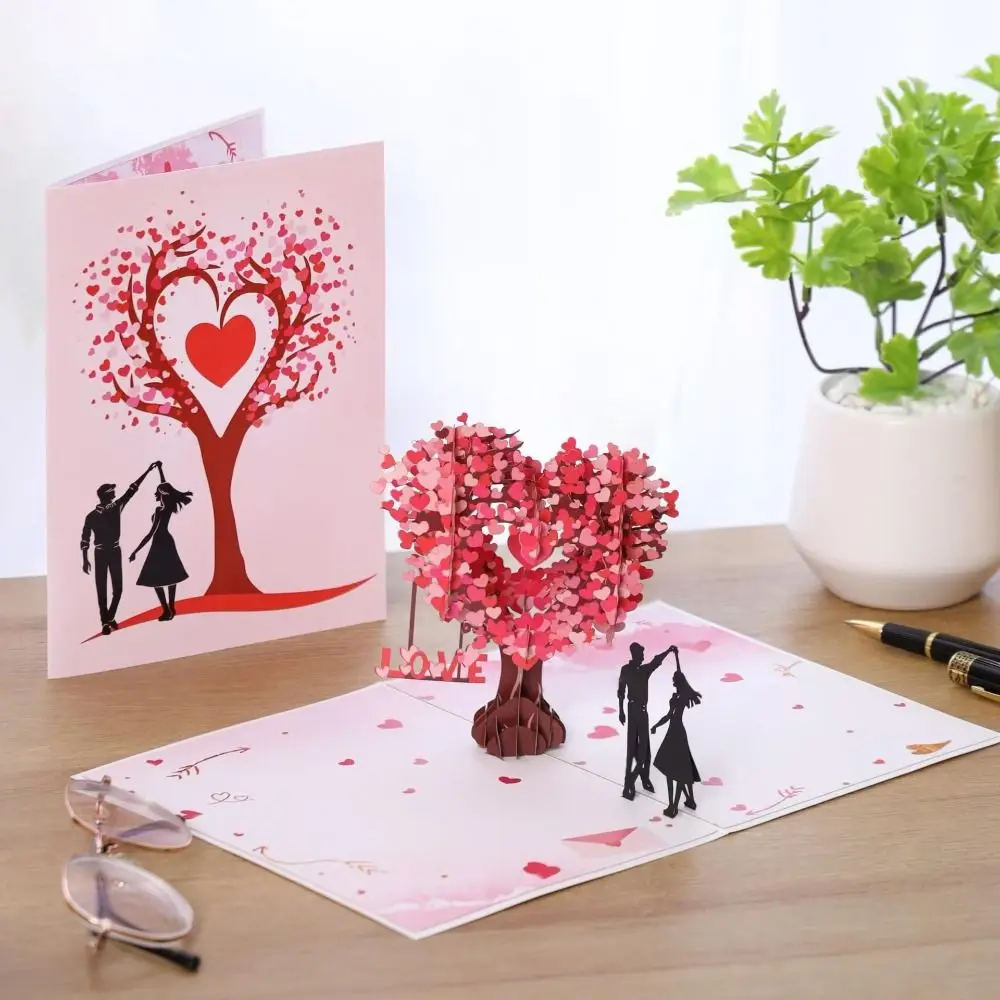 kf-Sc332f820d548478587da834120eef4d4g Romantic 3D Heart Tree Greeting Card Elegant Blessing Stereo Love Postcard with Envelope Folding Wedding Blessing Card - Image 1