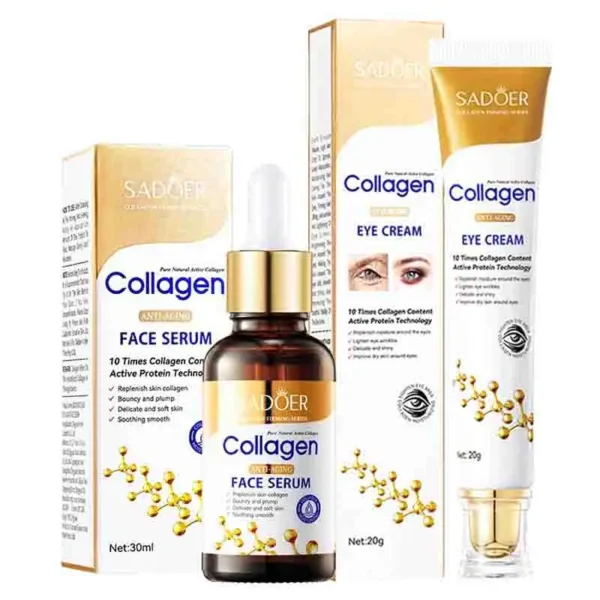 SADOER Collagen Skin Care Sets Anti Wrinkles Serum for Face Moisturizing Anti-aging Anti Dark Circles Eye Cream Skin Care Kit