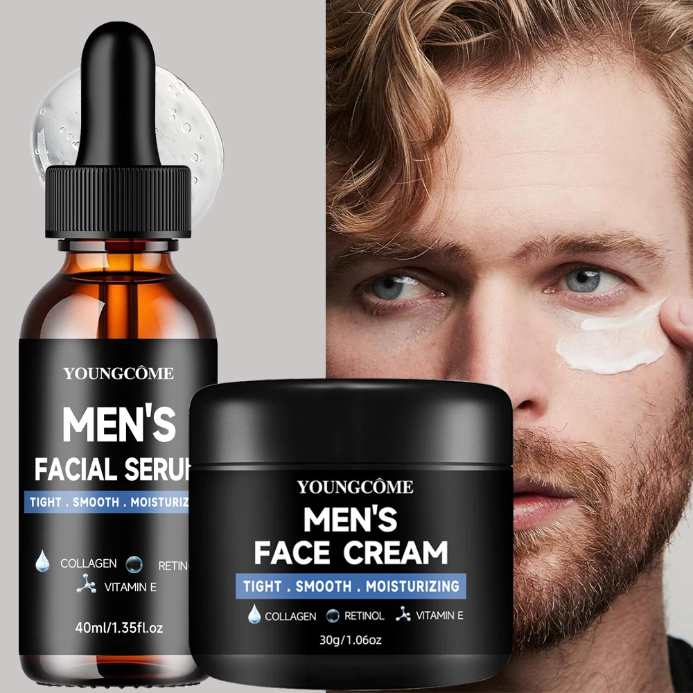 kf-Sc61bfdb0107f4e6badf338cc9da9c04dD YOUNGCOME Men’s Daily Routine Set with Serum & Moisturizer with Ccollagen, Retinol & Vitamin E for All Skin Types - Image 1