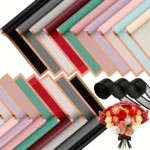60 PCS Solid Color Border Flower Wrapping Paper, Waterproof Translucent Bouquet Wrapping Paper, Wedding Handmade Gift Bouquet