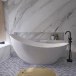 Freestanding Artificial Stone Bathtub Thin Edge Ergonomic High Back Deep Anti Mold Durable SkinFriendly Luxury Bathroom Home Spa - Image 4