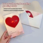 Romantic Love Puzzle Postcard Creative Puzzle Recording Valentine's Day Gift Unique with Envelope Shining Heart-shaped Card - Image 5