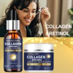 Collagen Retinol + Stem Cell Day Night Moisturizer & Serum Set - Hydrating Firming Skin Care with Niacinamide Hyaluronic Acid - Image 3