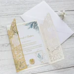 Metallic Gold Gate Laser Cut Invitation Card 50 Sets Personalized Printing For Wedding Anniversary Party Invites - Image 3