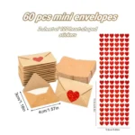 Valentine Envelopes Cards with blank sticky notes 60Pcs/set mini love letter envelopes Valentines Day Romantic Gifts - Image 6
