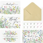 Lavender Daisy Spring Floral Thank You Cards with Envelopes & Stickers, Rounded Corner Foldable Blank Note Card Set for Gifts - Image 3