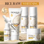 5pcs BIOAOUA Rice Raw Whitening Set Brighten Hydrating Moisturize Soothing Facial Cleanser+toner+essence+lotion+cream Skincare - Image 2