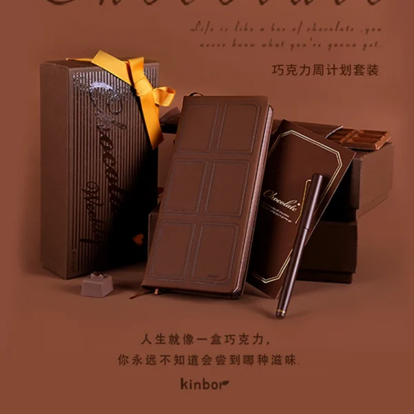 Kinbor Weekly Planner Set Chocolate Journal Notebook With Fountain Pen PVC Cover Habits&Goals Tracker Birthday Valentine's Day