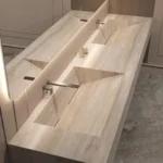 Seamless Stone Vanity Set, One-Piece Basin Bathroom Cabinet , SingleDouble Sink, Stain Resistant & Durable, Customizable