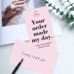50pcs Pink Thank You Cards With'your Order Made My Day'message,Appreciation Card For Small Business Package,Retailer Thanks Note - Image 2