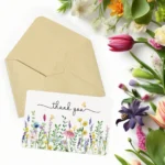 Lavender Daisy Spring Floral Thank You Cards with Envelopes & Stickers, Rounded Corner Foldable Blank Note Card Set for Gifts - Image 5