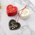 25/50/100pcs Gold Foil Heart Shape Thank You Tag Packaging Decoration Boxes Card Gift Decor DIY Wrapping Hang Labels Thanks Card