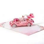 Valentine Wedding Car Balloon Flower Couple Pop up Card, Romantic 3D Greeting Card for Couples - Image 3