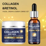 Collagen Retinol + Stem Cell Day Night Moisturizer & Serum Set - Hydrating Firming Skin Care with Niacinamide Hyaluronic Acid