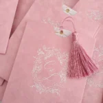 Personalized high-end custom wedding invitation card Light pink velvet material custom logo business invitation card - Image 3