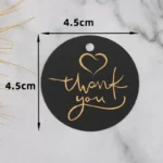 50Pcs 4.5X4.5cm Gold Foil Heart Round Thank You Tag Packing Decoration Boxes Card for Small Business Gift Wrapping Hang Lables - Image 3