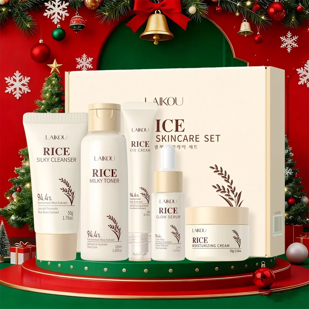 kf-Se0ca5864a9744298a72366a26c1e48a5f 5PCS Rice Extract Skincare Set Niacinamide Hyaluronic Acid Gentle 24H Hydration For All Skin Men Women Face Body Daily Holiday - Image 1