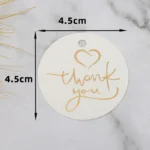 50Pcs 4.5X4.5cm Gold Foil Heart Round Thank You Tag Packing Decoration Boxes Card for Small Business Gift Wrapping Hang Lables - Image 2