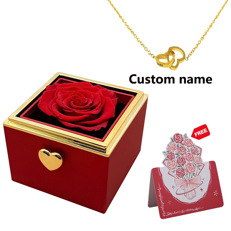 kf-Se1ecae855ec1477daab4fb163212dc48A Surprise Instant Flip necklace Box gift Valentine's Day Birthday Anniversary Mother's Day Rose Box proposal artifact - Image 1