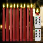 LED Flameless Taper Candles Battery Operated Realistic Flickering Remote Control Dinner Wedding Party Decoration Long Candles