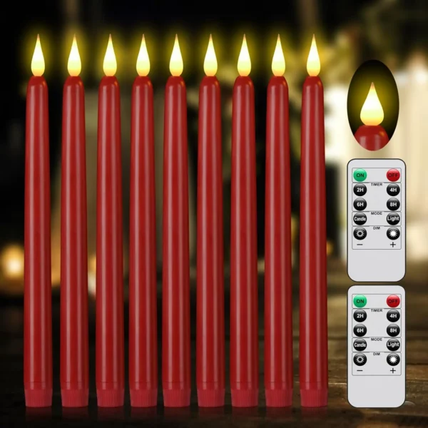 LED Flameless Taper Candles Battery Operated Realistic Flickering Remote Control Dinner Wedding Party Decoration Long Candles