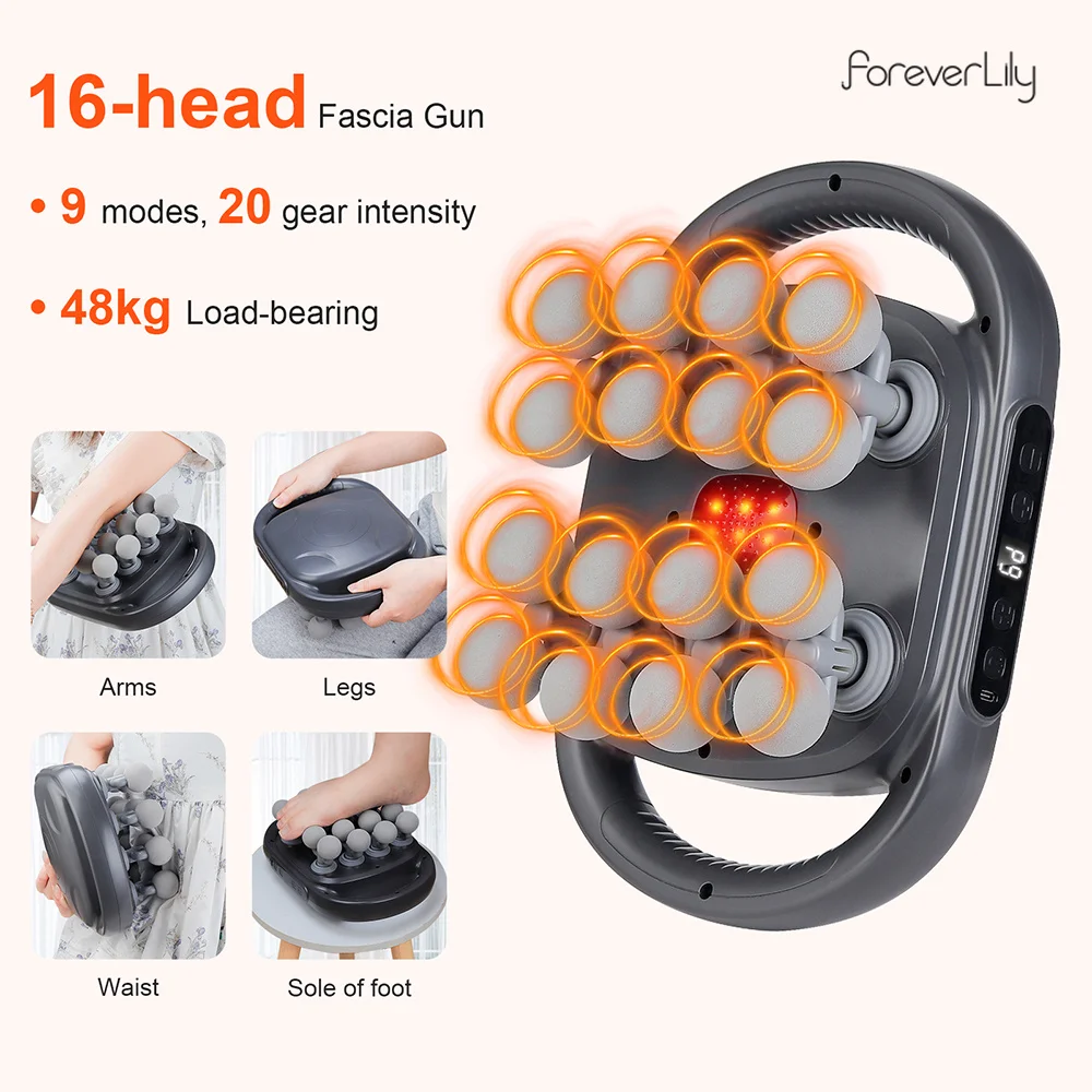 kf-Se997b77bc8a64740808e170ae45e71fbZ 16-Head Fascia Gun High-Frequency Vibration Body Massage Gun Waist and Back Massager Neck Shoulder Massager Muscle masajeador - Image 1