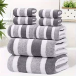 2pcs Luxury Coral Fleece Towel Set - 5-Star Hotel Standard Super Soft Quick Dry Bath & Hand Towels, Non-Shedding, Striped - Image 3