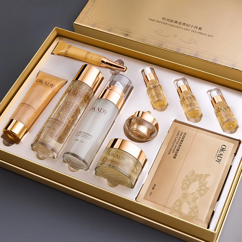 kf-Seb5b8179afaa4527a3b42d1651ef93679 Oupe Time Peptide Gold Noblewoman Ten-Piece Set Hydrating and Moisturizing Skincare Kit Nourishing and Repairing Cosmetics Brightens Skin Tone Nourishes Skin Unisex Suitable for Sensitive Skin Deep Hydration Gift Box Essential for Autumn and Winter Facial Care Set Moisturizing and Nourishing Skincare - Image 1